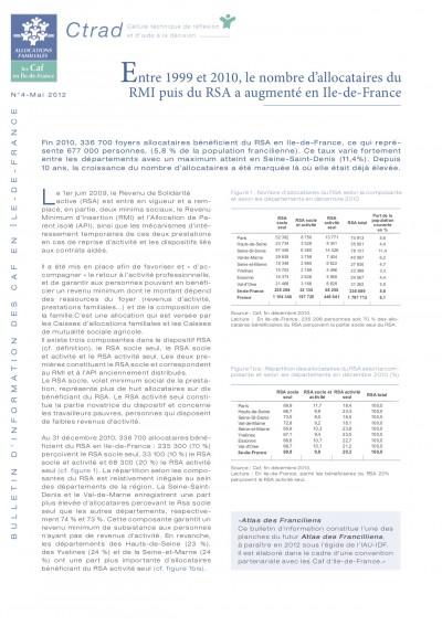 BI-4 Entre 1999 et 2010, le nombre d’allocataires du RMI puis du RSA a augmenté en Île-de-France